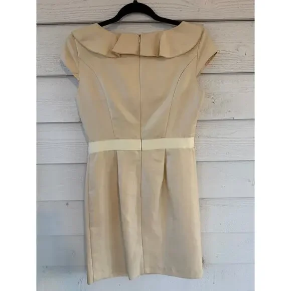 Shelby & Palmer Gold Shimmer Cocktail Dress Size 6 Floral Detail Wedding Guest - Picture 5 of 7